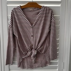 Boutique pink/white striped button- up blouse. Small.